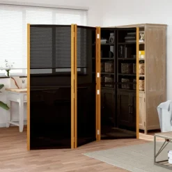 vidaXL Rumsavdelare 3 paneler svart 210x180 cm