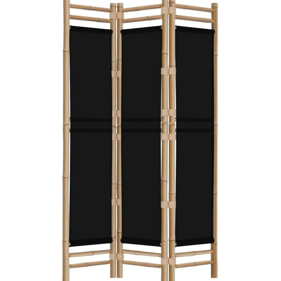 Online vidaXL Rumsavdelare 3 paneler hopfällbar 120 cm bambu och kanvas Svart