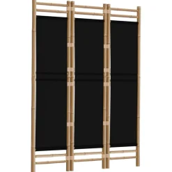 Online vidaXL Rumsavdelare 3 paneler hopfällbar 120 cm bambu och kanvas Svart