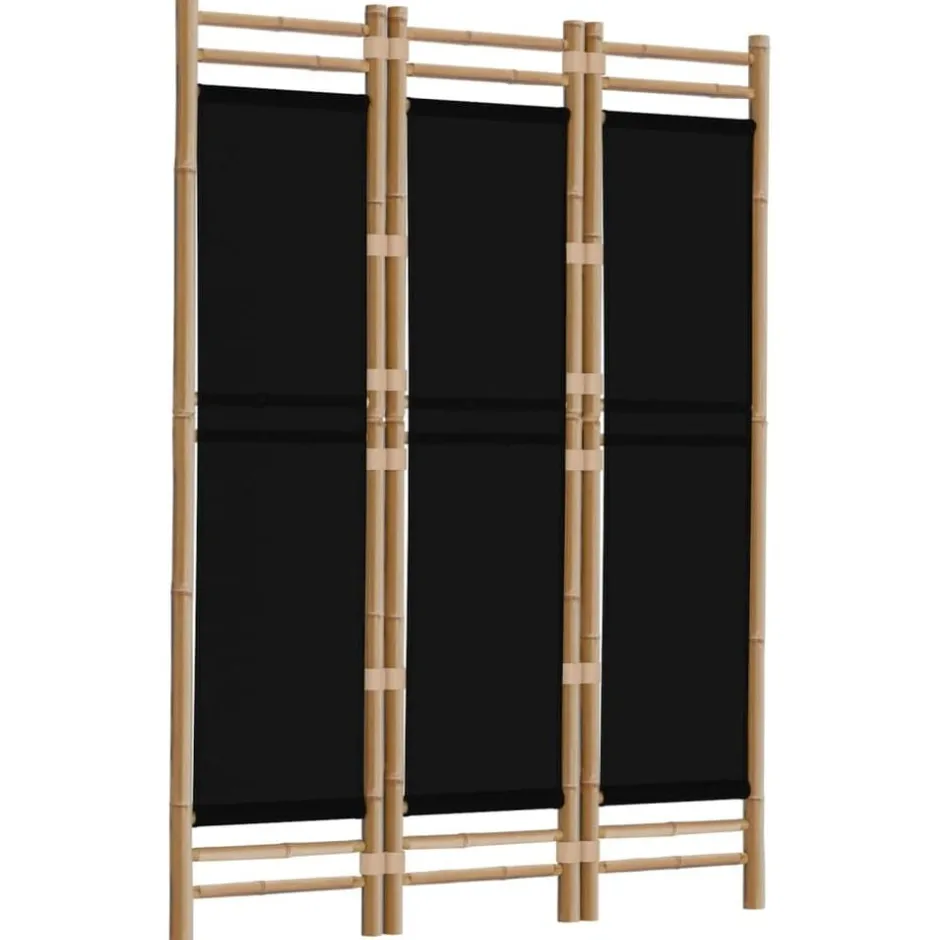 Online vidaXL Rumsavdelare 3 paneler hopfällbar 120 cm bambu och kanvas Svart