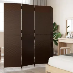 vidaXL Rumsavdelare 4 paneler brun konstrottning