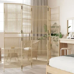 Discount vidaXL Rumsavdelare 5 paneler konstrottning Beige