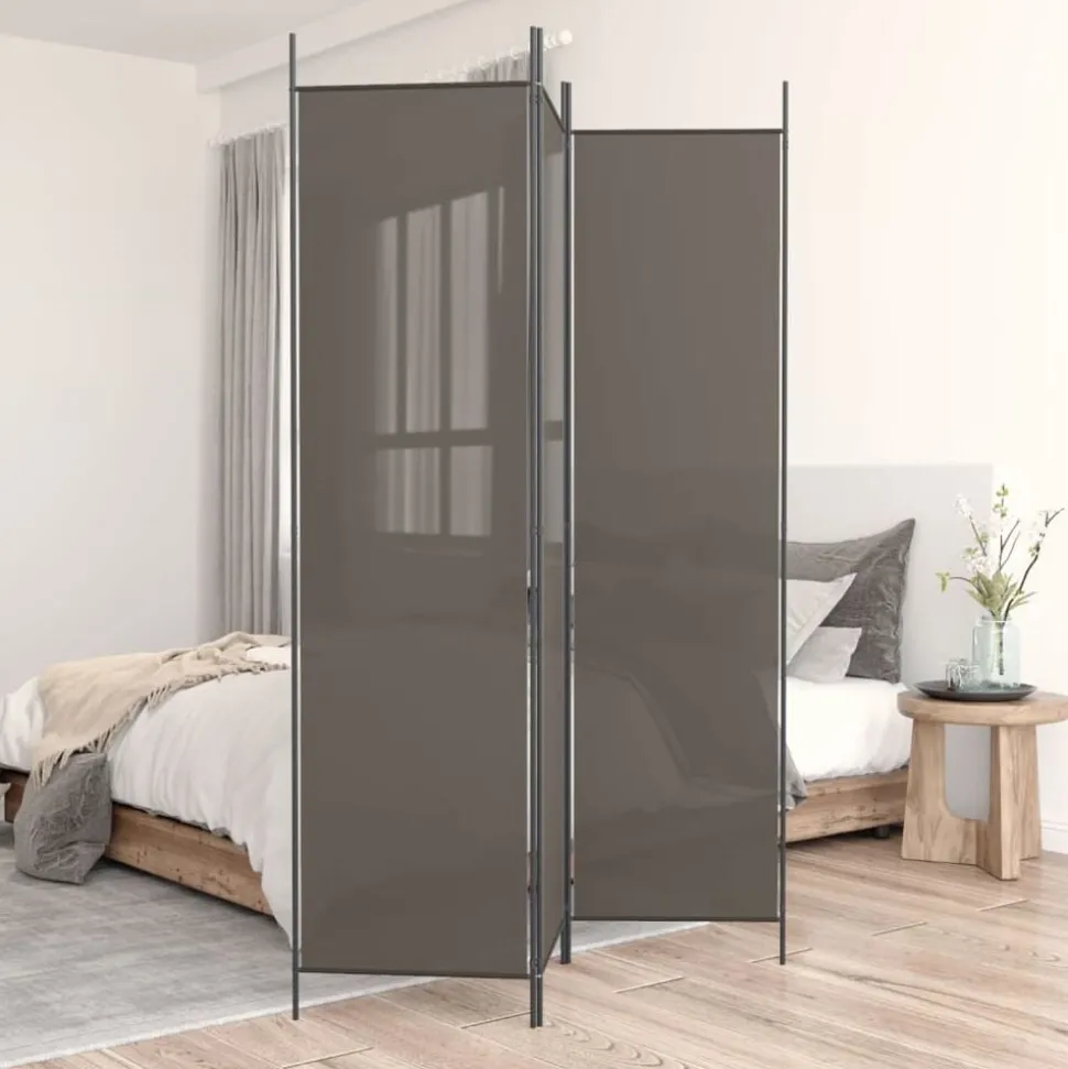 vidaXL Rumsavdelare 3 paneler antracit 150 x 200 cm tyg