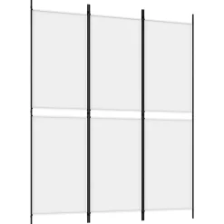 vidaXL Rumsavdelare 3 paneler vit 150x180 cm tyg