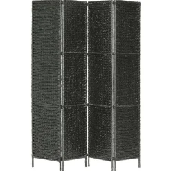 vidaXL Rumsavdelare 4-paneler vattenhyacint 154x160 cm svart