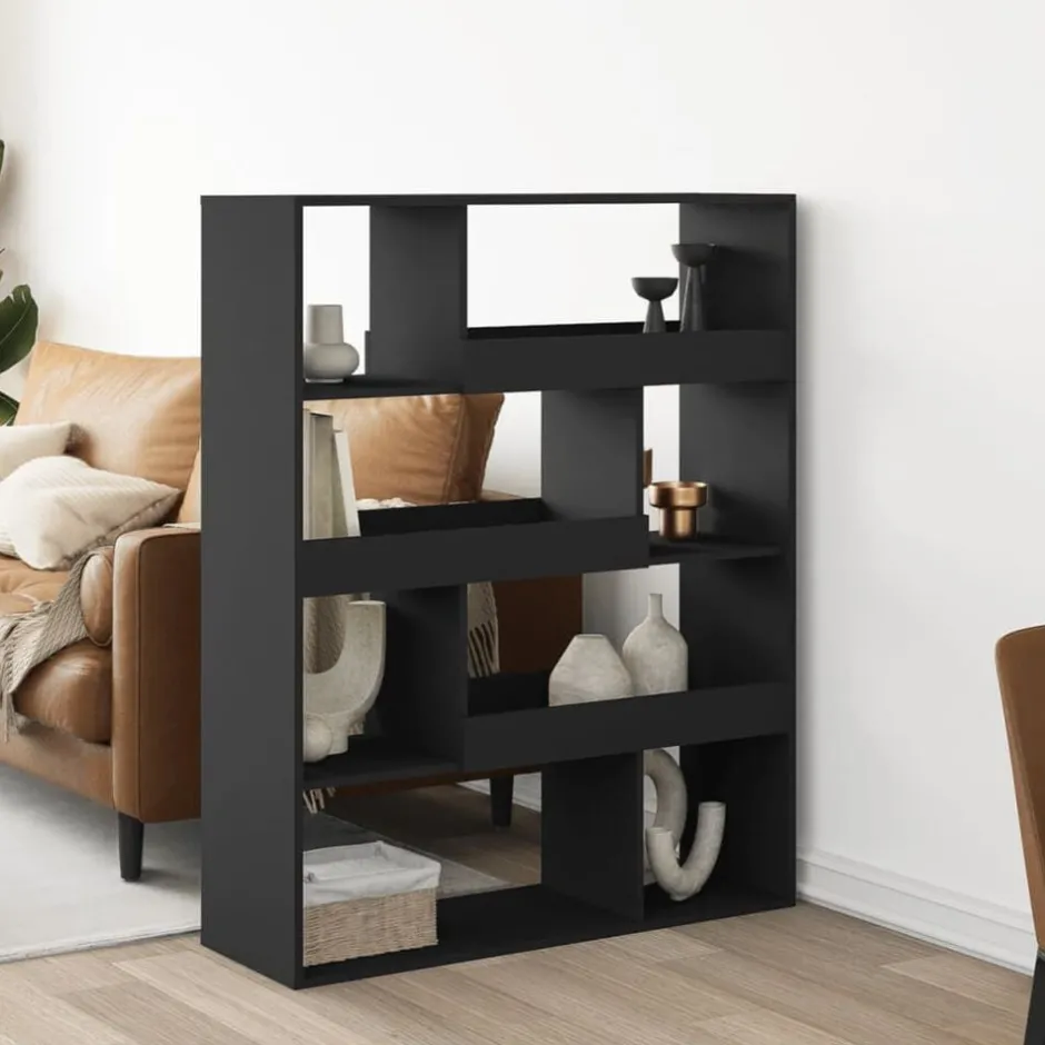 vidaXL Rumsavdelare 100x33x125,5 cm konstruerat trä Svart