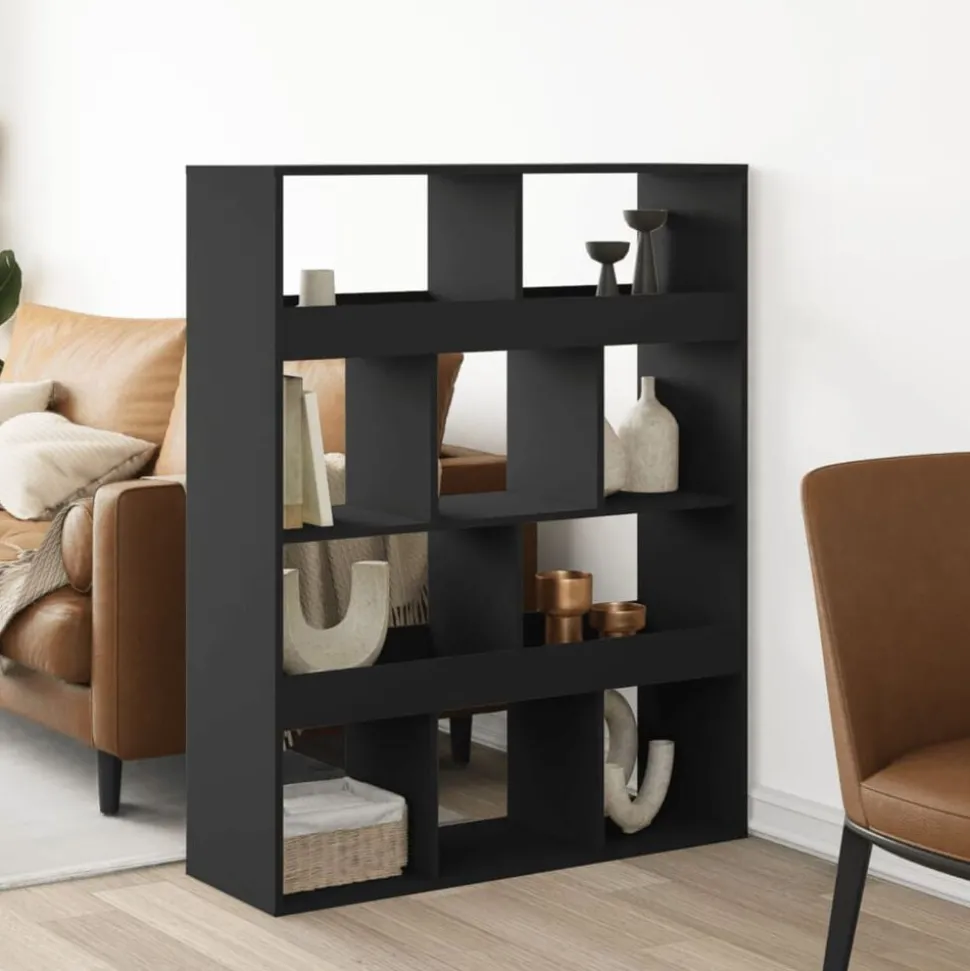 vidaXL Rumsavdelare svart 100x33x125,5 cm konstruerat trä