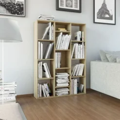 Clearance vidaXL Rumsavdelare/bokhylla sonoma-ek 100x24x140 cm konstruerat trä Sonoma ek