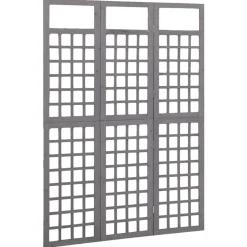 vidaXL Rumsavdelare/Spaljé 3 paneler massiv gran grå 121x180 cm