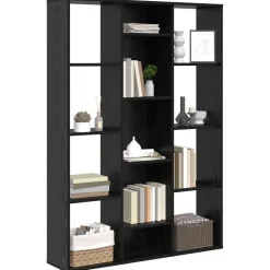 vidaXL Rumsavskiljare Svart Ek 100 x 24 x 140 cm Konstruerat trä