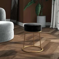 Best vidaXL Rund förvaringspall sammet Svart