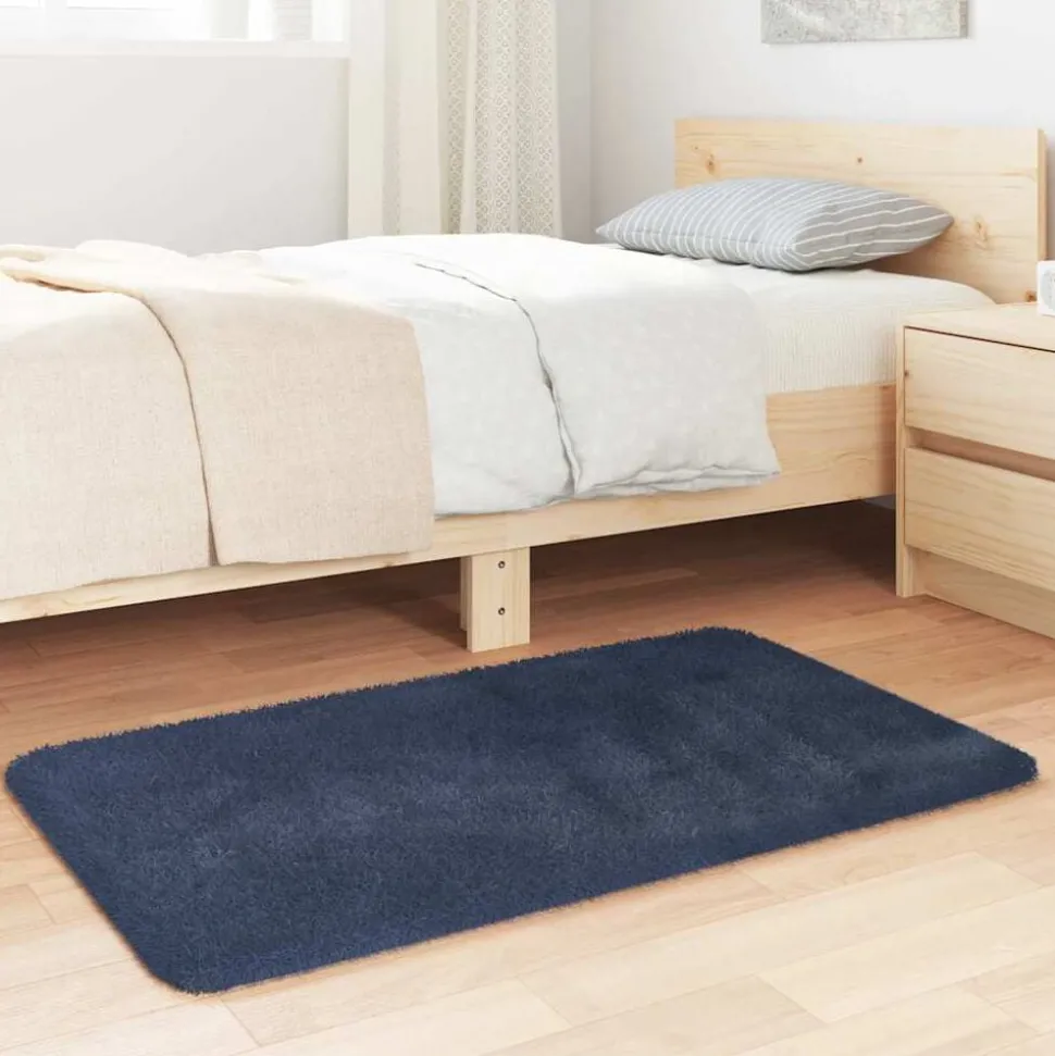 vidaXL Ryamatta med lång lugg NAVARRA marinblå 60x100 cm polyester