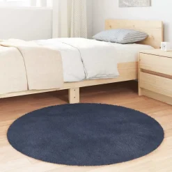Clearance vidaXL Ryamatta med lång lugg NAVARRA 100x100 cm polyester Marinblå