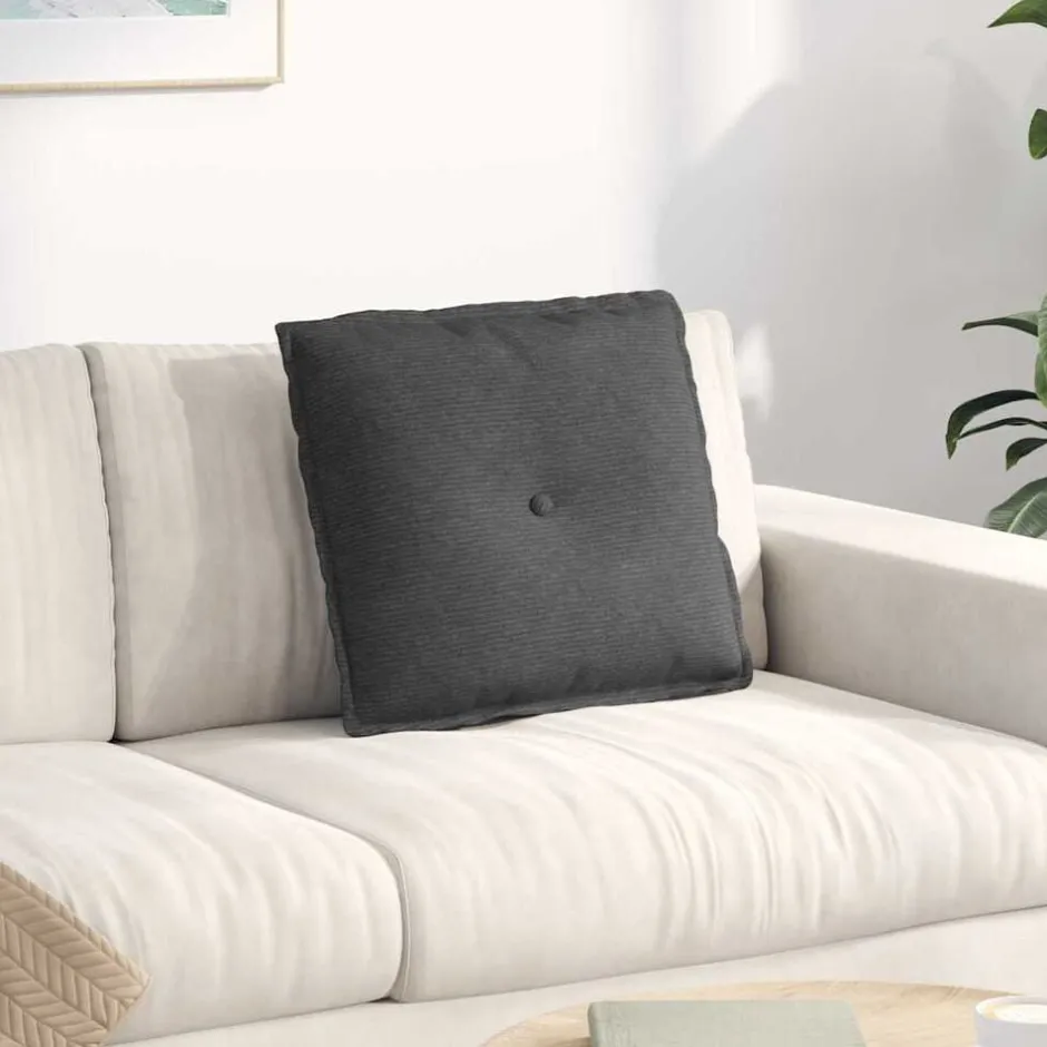 vidaXL Ryggkudde 50 x 45 cm Kordread tyg Mörkgrå