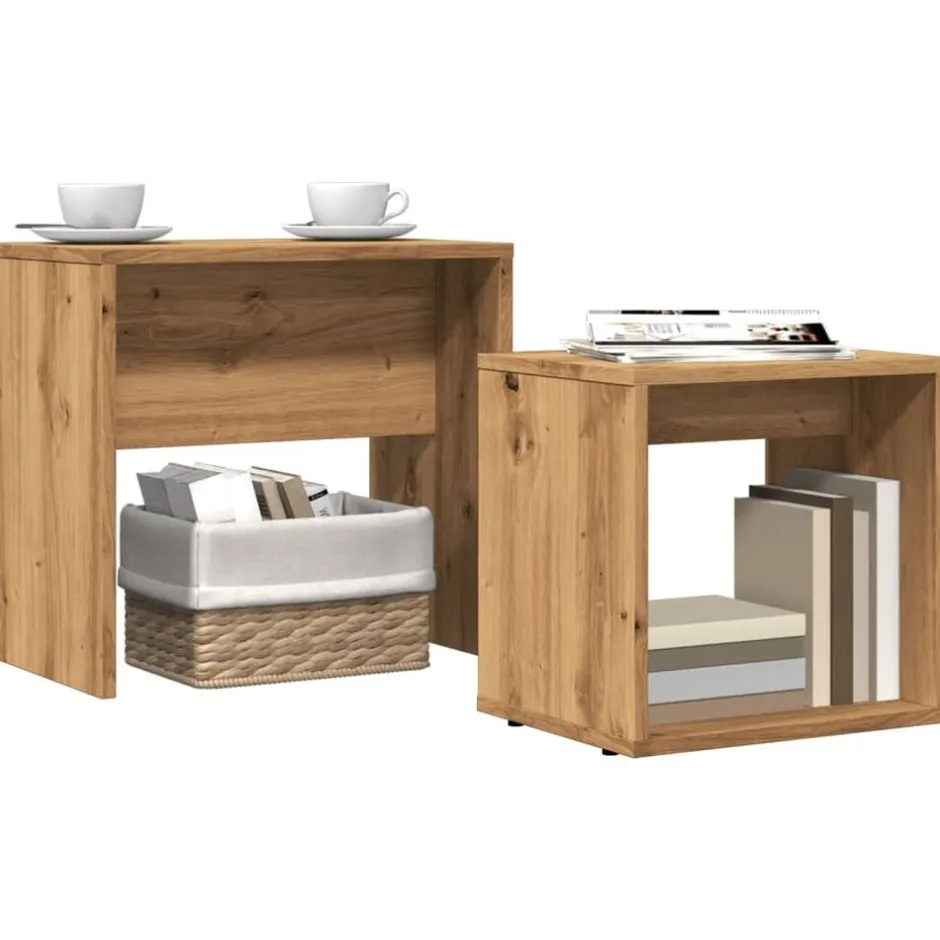 Outlet vidaXL Satsbord 2 st ek konstruerat trä artisan ek