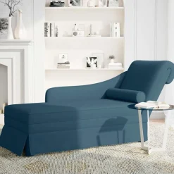 Online vidaXL Schäslong med bolster och höger armstöd sammet Blå