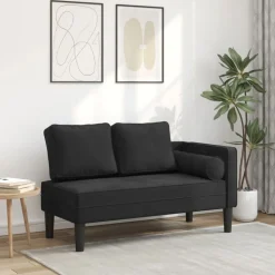 vidaXL Schäslong med dynor svart sammet