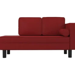 vidaXL Schäslong med kuddar och bolster vinröd konstläder