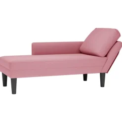 vidaXL Schäslong med kudde och höger armstöd rosa sammet