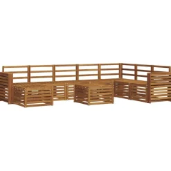 vidaXL Sektionsoffgrupp 9 pcs Massivt Akaciaträ Naturfärg