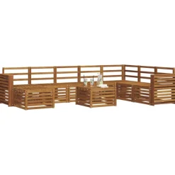 vidaXL Sektionsoffgrupp 9 pcs Massivt Akaciaträ Naturfärg