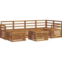 vidaXL Sektionsoffgrupp 7 pcs Naturfärg Massivt Akaciaträ