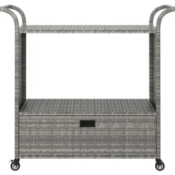 vidaXL Serveringsvagn med låda grå 100x45x97 cm konstrotting