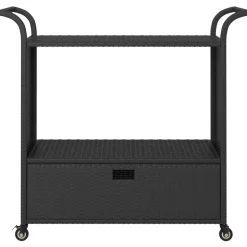 Sale vidaXL Serveringsvagn med låda 100x45x97 cm konstrotting Svart