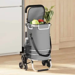 Online vidaXL Shoppingvagn 47 x 39 x 100,5 cm Oxford tyg Grå