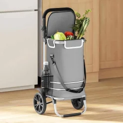 vidaXL Shoppingvagn Grå 36,5 x 46,5 x 100,5 cm Oxford tyg