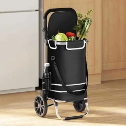 vidaXL Shoppingvagn 36,5 x 46,5 x 100,5 cm Oxford tyg Svart
