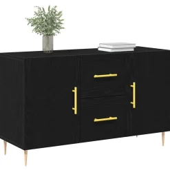 vidaXL Sideboard med låda Svart Ek 100 x 36 x 60 cm Konstruerat trä