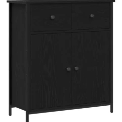 vidaXL Sideboard med låda Svart Ek 70 x 30 x 80 cm Konstruerat trä