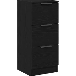vidaXL Sideboard med låda Svart Ek 30 x 30 x 70 cm Konstruerat trä