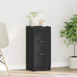 vidaXL Sideboard med låda Svart Ek 30 x 30 x 70 cm Konstruerat trä