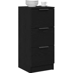 vidaXL Sideboard med låda Svart Ek 30 x 30 x 70 cm Konstruerat trä