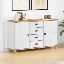 vidaXL Sideboard med låda ASKIM 133,5 x 40 x 79 cm Massiv furu