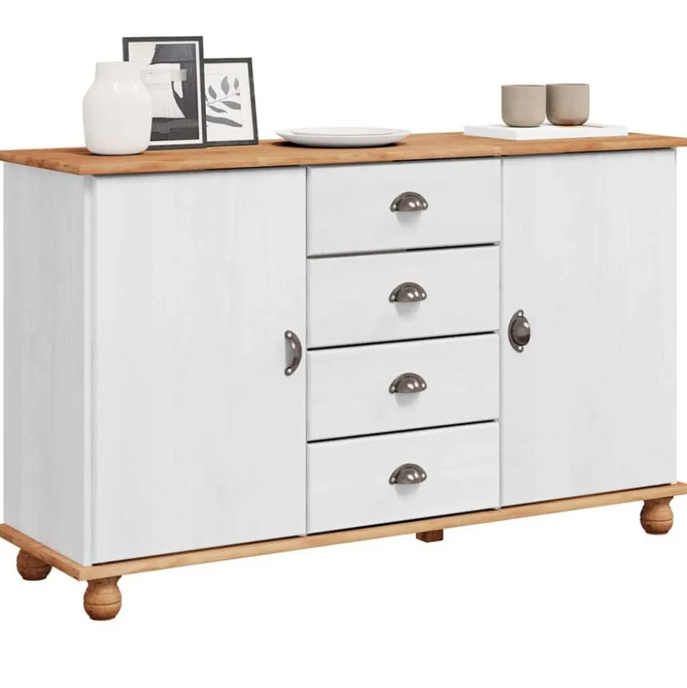 vidaXL Sideboard med låda ASKIM 133,5 x 40 x 79 cm Massiv furu