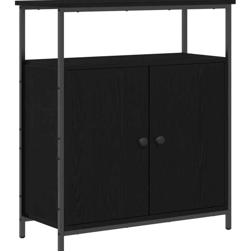 vidaXL Sideboard Svart Ek 70 x 30 x 80 cm Konstruerat trä