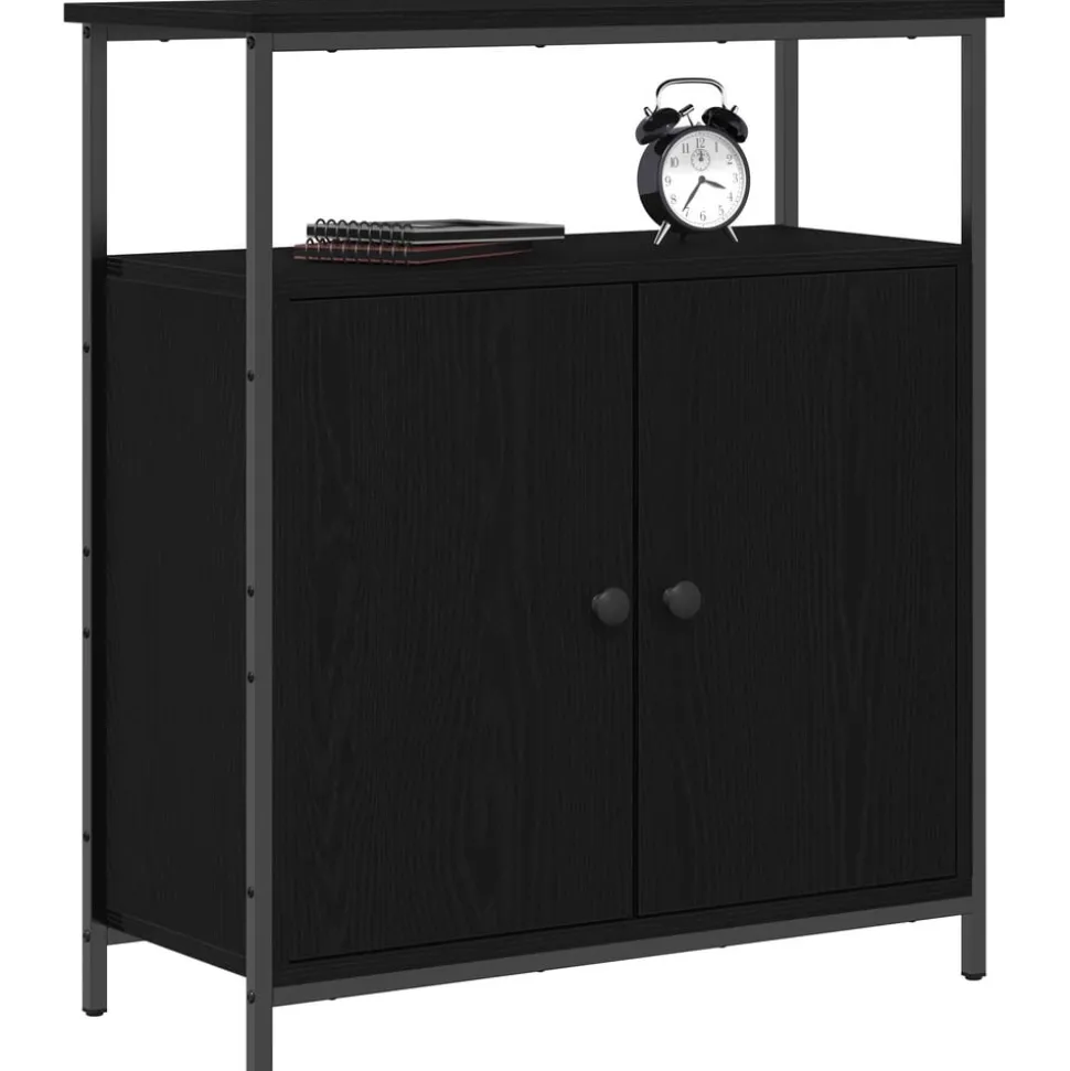 vidaXL Sideboard Svart Ek 70 x 30 x 80 cm Konstruerat trä