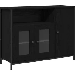 vidaXL Sideboard Svart Ek 100 x 35 x 75 cm