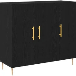 vidaXL Sideboard Svart Ek 90 x 34 x 80 cm Konstruerat trä