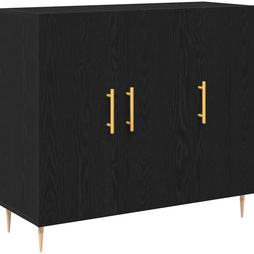 vidaXL Sideboard Svart Ek 90 x 34 x 80 cm Konstruerat trä