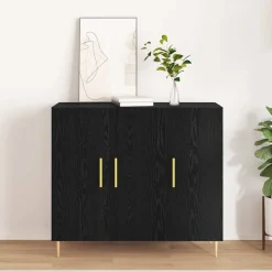 vidaXL Sideboard Svart Ek 90 x 34 x 80 cm Konstruerat trä