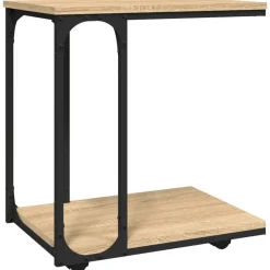 Online vidaXL Sidobord med hjul sonoma-ek 50x35x55,5 cm konstruerat trä Sonoma ek