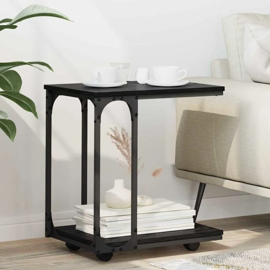 Clearance vidaXL Sidobord med hylla 50 x 35 x 55.5 cm Konstruerat trä Svart ek