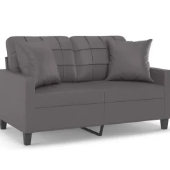 Best vidaXL 2-sits soffa med prydnadskuddar 120 cm konstläder Grå