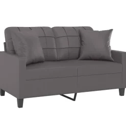 Best vidaXL 2-sits soffa med prydnadskuddar 120 cm konstläder Grå