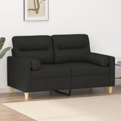 vidaXL 2-sits soffa med prydnadskuddar svart 120 cm tyg