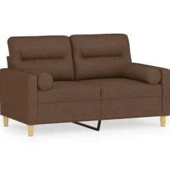 vidaXL 2-sits soffa med prydnadskuddar brun 120 cm tyg